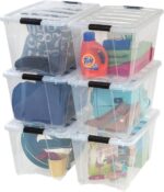 IRIS USA 54 Qt Stackable Plastic Storage Bins with Lids, 6 Pack - BPA-Free, Made... - Image 2