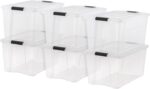 IRIS USA 72 Qt Stackable Plastic Storage Bins with Lids, 6 Pack - BPA-Free, Made... - Image 2