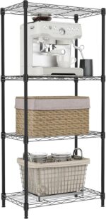 IZEUK 4 Tier Metal Wire Shelf Unit, Black Storage Rack Organizer for Kitchen, Be... - Image 2