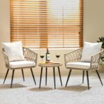 Idzo Heavy Duty 500lbs Weight Capacity Wicker Bistro Table and Chairs Set of 2 w... - Image 2