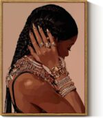 InSimSea Canvas Framed Wall Art, Braided Hair Black Girl with Gold Jewelry Paint... - Image 2