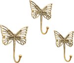 Indian Shelf 33 Lb. Solid Brass Butterfly Wall Hooks - Vintage Gold Decorative H... - Image 2