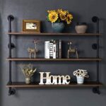 Industrial Pipe Wall Shelves Pipe Shelving with Real Wood Plank ,48 Inches Float... - Image 2