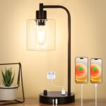 Industrial Table Lamp with USB A+C Ports and Outlet, Fully Stepless Dimmable Mod... - Image 2
