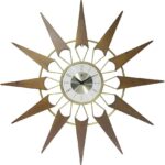 Infinity Instruments Nova Starburst Gold Wall Clock Vintage Mid Century Starburs... - Image 2