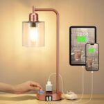 Innqoo Copper Industrial Bedside Table Lamp for Bedroom - Nightstand Lamps with ... - Image 2