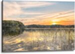 Inpraradiso Nature Landscape Canvas Wall Art: Lake Sunset Scene Picture Scenery ... - Image 2