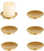 Iron Plate Candle Holder - Gold Plate for Pillar Candles, Set of 6 Tray, Dish, D... - Image 2