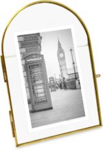 Isaac Jacobs 4x6 Vintage Style, Arched Brass & Glass Metal Floating Picture Fram... - Image 2