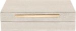 Ivory Shagreen Decorative Box Faux Leather Keepsake Case Memory Storage Boxes wi... - Image 2