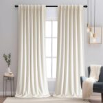 Ivory Velvet Curtains 84 inches Luxury 50% Blackout Velvet Curtains for Bedroom ... - Image 2