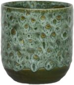 Ivyline 13cm Dia Contemporary Glazed Plant Pot with Textured Crackle Design Indo... - Image 2