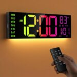 JALL 16.15 inch Large Digital Wall Clock, RGB Lights with Remote Control, Dual A... - Image 2