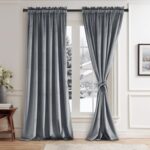 JIUZHEN Grey Velvet Curtains 96 inches for Living Room - Thermal Insulated Rod P... - Image 2
