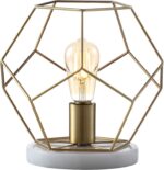JONATHAN Y 10" Brass Gold Geometric Table Lamp, Midcentury Modern Metal Desk Lam... - Image 2