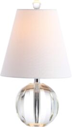 JONATHAN Y 16" Clear Crystal Ball LED Table Lamp, White Modern Bedside Lamp, wit... - Image 2