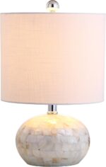 JONATHAN Y 16" Coastal Capiz Shell Mosaic Table Lamp for Bedroom Living Room, Wh... - Image 2