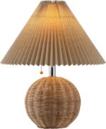JONATHAN Y 17.25" Natural/Chrome/Dark Beige Sphere Table Lamp, Mid-Century Bedsi... - Image 2
