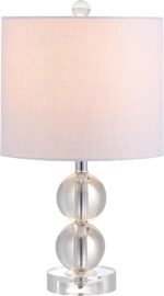 JONATHAN Y 17.5" Clear Crystal Table Lamp, Glam Double Sphere Mini Nightstand La... - Image 2
