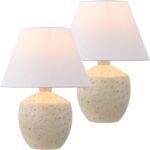 JONATHAN Y 18" Cream Modern Concrete Effect Table Lamp Set of 2, Scandinavian Be... - Image 2