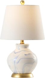 JONATHAN Y 20.5" Blue/White Marbleized Ceramic Table Lamp, Contemporary Traditio... - Image 2