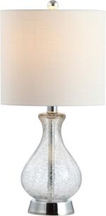 JONATHAN Y 21" Chrome and Crackled Glass Table Lamp, Contemporary Artisanal Meta... - Image 2