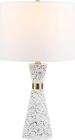 JONATHAN Y 24" White/Gray Terrazzo LED Table Lamp, Art Deco Hourglass Sculptural... - Image 2