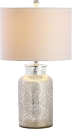 JONATHAN Y 24.5" Mercury Silver Trellis Glass Table Lamp for Living Room, White ... - Image 2