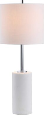 JONATHAN Y 25.5" White Marble and Chrome Modern LED Table Lamp, Minimalist Iron ... - Image 2