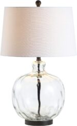 JONATHAN Y 26.5" Clear Glass and Black Metal LED Table Lamp, Transitional Farmho... - Image 2
