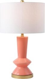 JONATHAN Y 27" Coral/Gold Painting Modern Ceramic Table Lamp for Bedroom Living ... - Image 2