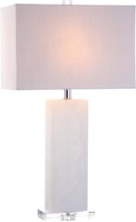 JONATHAN Y 27" White Alabaster and Crystal LED Table Lamp, Modern Glam Nightstan... - Image 2