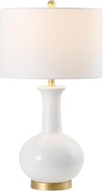 JONATHAN Y 27" White/Gold Ceramic Table Lamp for Living Room Bedroom, Modern Tra... - Image 2