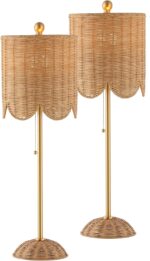 JONATHAN Y 27.5" Brass Gold Coastal Buffet Table Lamp Set of 2 for Bedroom, Boho... - Image 2