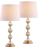 JONATHAN Y 27.5" Clear/Brass Gold Crystal LED Table Lamp Set of 2 for Bedroom, M... - Image 2