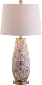 JONATHAN Y 28" Natural Mosaic Seashell Table Lamp, Coastal Contemporary Resin La... - Image 2