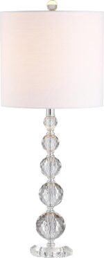 JONATHAN Y 28.5" Clear Crystal Faceted Orb Table Lamp Set of 2, Modern Glam Chro... - Image 2