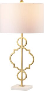 JONATHAN Y 31" Gold Modern Quatrefoil LED Table Lamp, Contemporary Metal Iron La... - Image 2