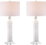 JONATHAN Y 32" White Mother of Pearl and Crystal Table Lamp Set of 2 for Bedroom... - Image 2