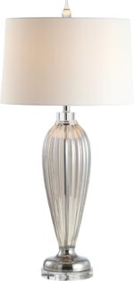 JONATHAN Y 33.5" Smoked Grey Glass/Crystal Table Lamp, Traditional Fluted Glass ... - Image 2