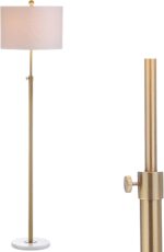 JONATHAN Y 65" Brass Gold and White Marble Adjustable LED Floor Lamp, Modern Gla... - Image 2