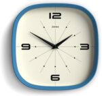 JONES CLOCKS® Pulsar wall Clock | Square Rounded Retro Clock | 10 inch | Blue | ... - Image 2