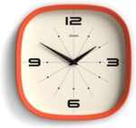 JONES CLOCKS® Pulsar wall Clock | Square Rounded Retro Clock | 10 inch | Orange ... - Image 2