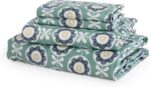 JSD Green Floral Cotton Sheet Set King, 300 Thread Count Printed Sateen Sheets, ... - Image 2
