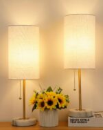 JUNNAI Table Lamps Set of 2, Gold Bedside Lamps, 3 Way Dimmable Nightstand Lamps... - Image 2