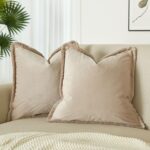 JUSPURBET Champagne Velvet Throw Pillow Covers 16x16 Inch Set of 2 with Soft Tas... - Image 2