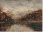 Jefuzh Rustic Lake Landscape Wall Art Moody Fall Scenery Poster Vintage Nature A... - Image 2