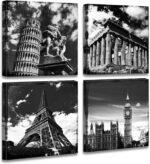 JiazuGo Black and White Building Wall Art for Living Room Contemporary European ... - Image 2
