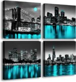 JiazuGo Wall Decorations Chicago Boston Los Angeles Brooklyn Bridge Skyline Canv... - Image 2