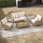 Jing's Villa 4-Piece Outdoor Sectional Sofa Set, All-Weather Wicker Patio Furnit... - Image 2